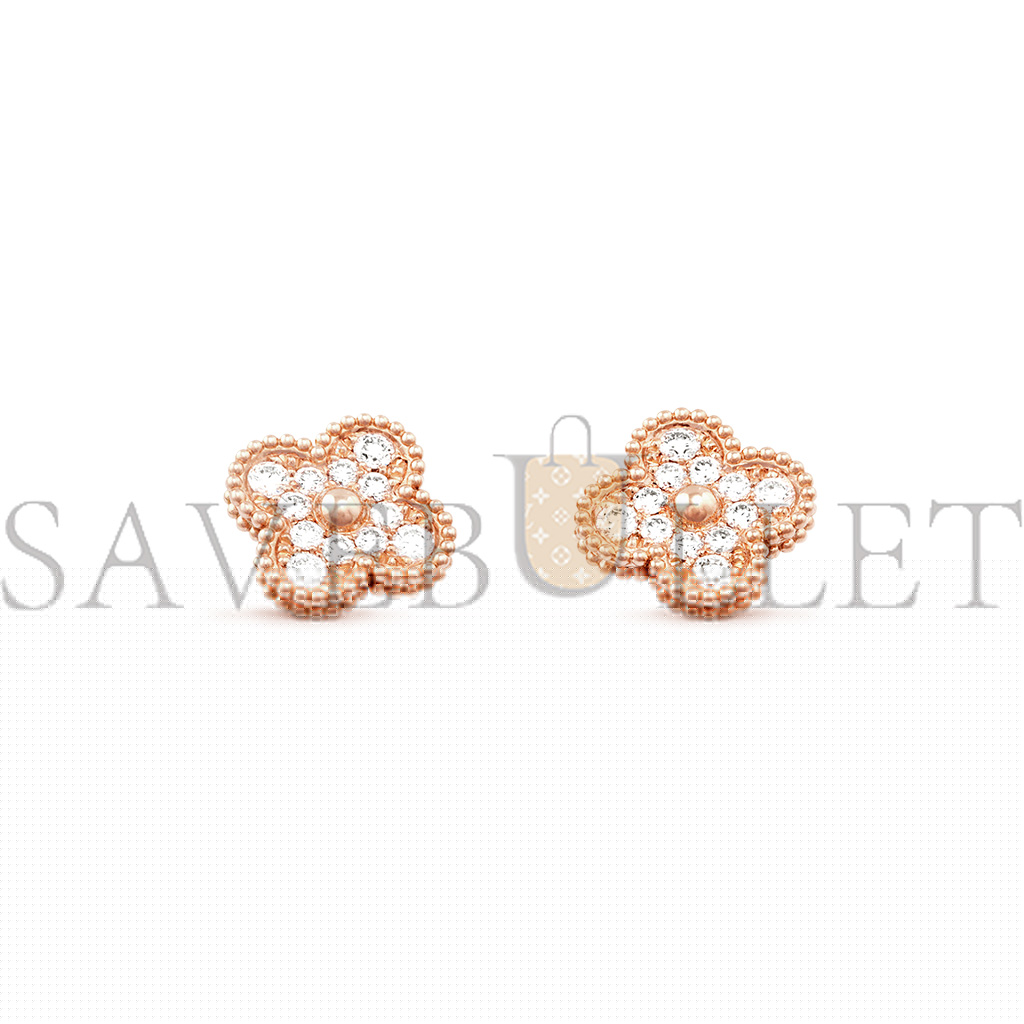 van cleef arpels vintage alhambra earrings - rose gold, Di*m*nd  vcarp2r500